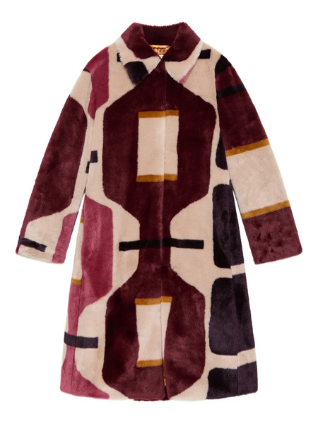  Maliparmi Geometric-pattern Faux-fur Coat - Neutrals 