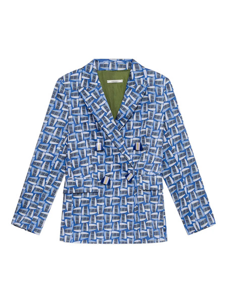  Maliparmi Geometric-print Double-breasted Blazer - Blue 