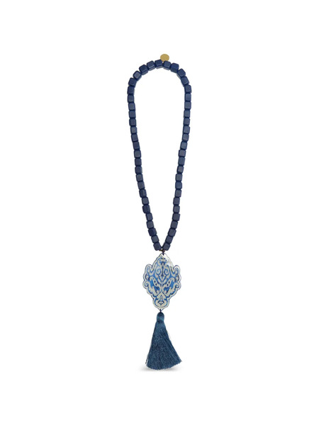  Maliparmi Ikat Beaded Tassel Necklace - Blue 