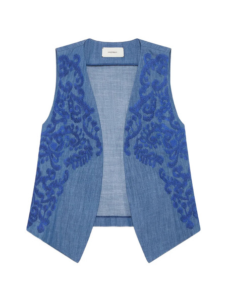  Maliparmi Ikat On Chambray Vest - Blue 