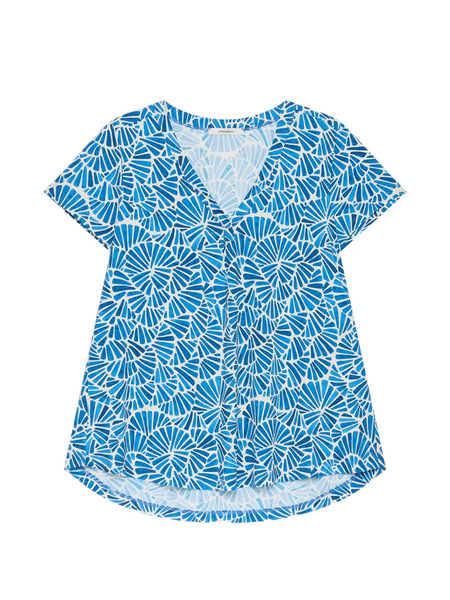  Maliparmi Shell A-line V-neck Top - Blue 