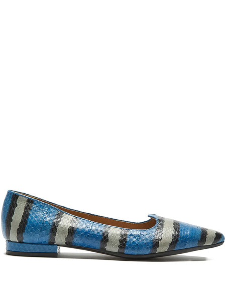  Maliparmi Striped-pattern Pointed-toe Flats - Blue 