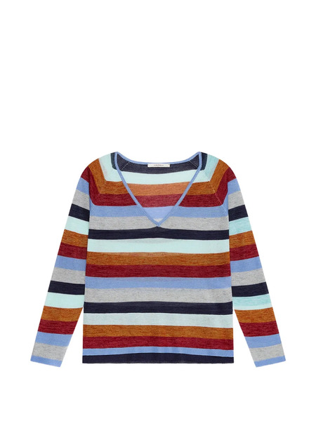  Maliparmi Striped V-neck Sweater - Blue 