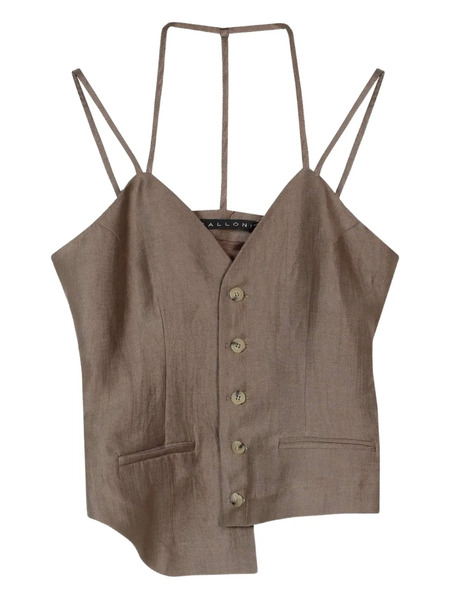  Malloni Button Asymmetric Gilet - Brown 
