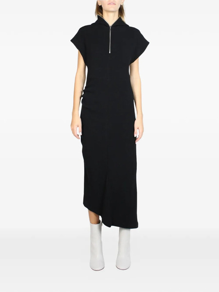  Malloni Hooded Half-zip Midi Dress - Black 