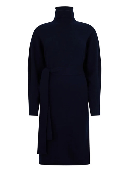  Malo Belted Roll-neck Dress - Blue 