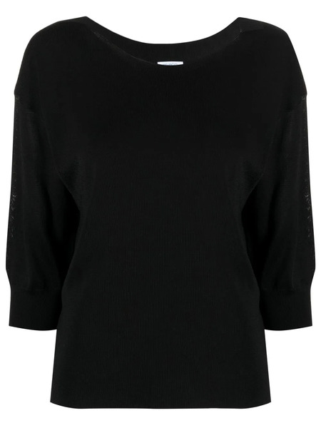  Malo Fine-knit Short-sleeve Top - Black 