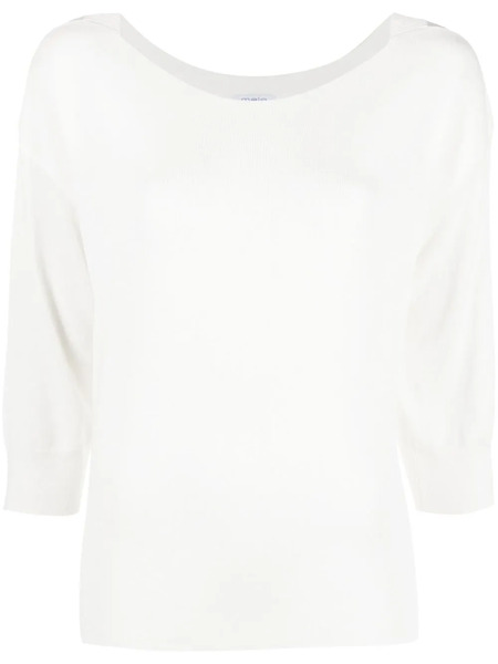  Malo Fine-knit Short-sleeve Top - White 