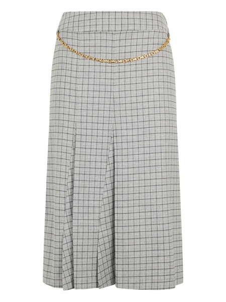  Malo Plaid Pleated Midi Skirt - Grey 