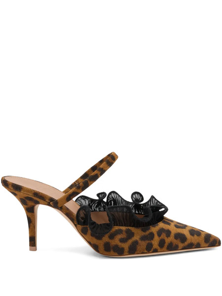  Malone Souliers Leopard-printed Ruffled Cecile Mules - Brown 