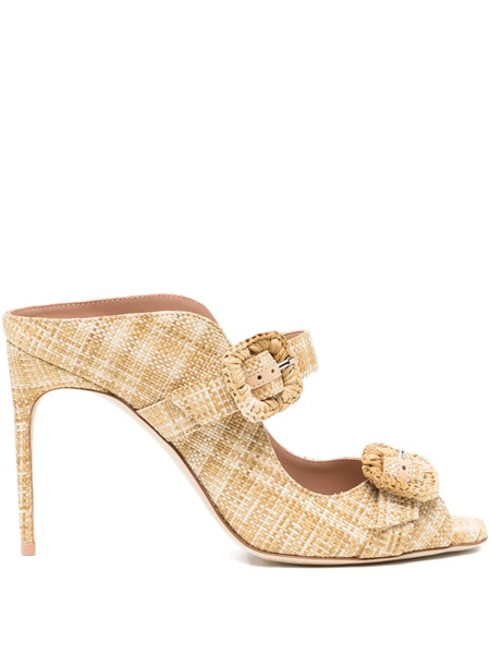  Malone Souliers 100mm Raffia Buckle Sandals - Neutrals 
