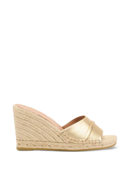  Malone Souliers Soleil Leather Wedge Espadrilles - Gold 