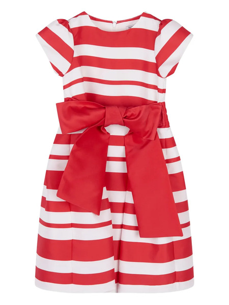  Mama Luma Kids Bow Striped Dress - Red 