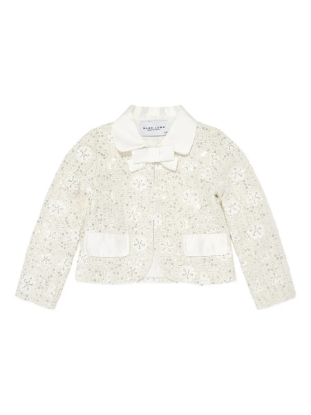  Mama Luma Kids Sequin-embellished Bow-detail Jacket - Neutrals 