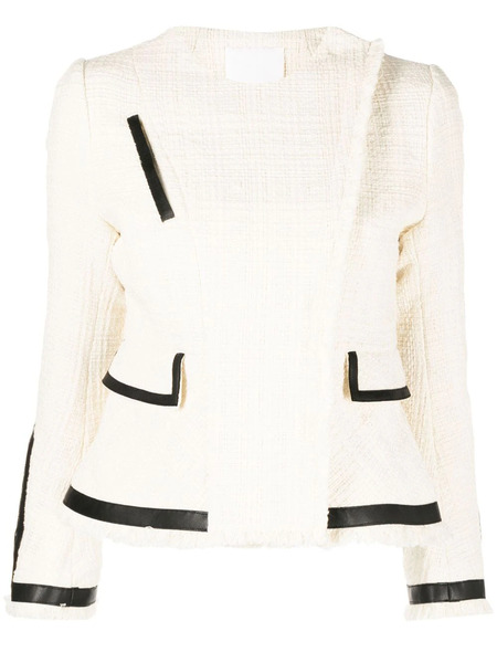  Mame Kurogouchi Long-sleeve Tweed Biker Jacket - White 