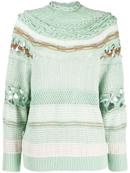  Mame Kurogouchi Open-knit High-neck Sweatshirt - Green 