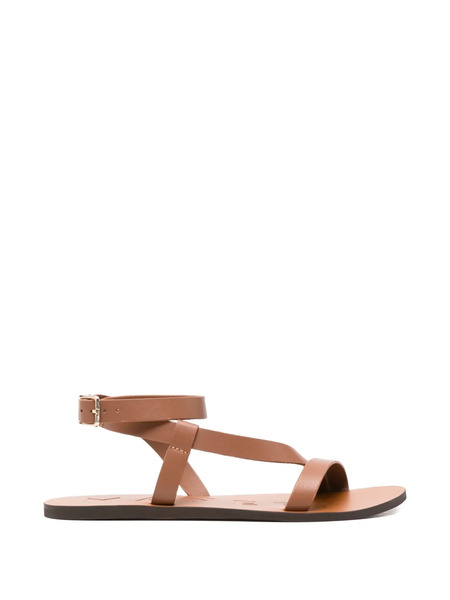  Manebi Buckle Strap Flat Sandals - Brown 