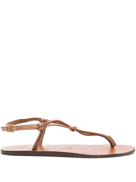  Manebi Canyon Knotted Leather Thong Sandals - Brown 