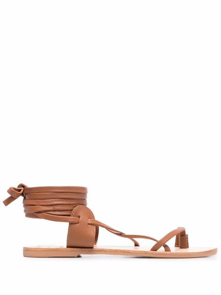  Manebi X Alex Rivière Leather Flat Sandals - Brown 