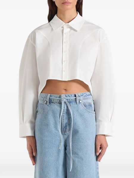  Manière De Voir Eleni Balloon-sleeves Cropped Shirt - White 