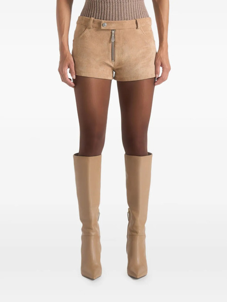  Manière De Voir Fara Suede Zip Shorts - Neutrals 