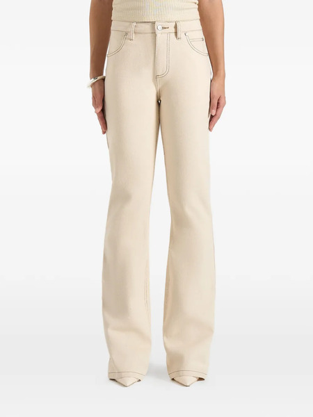  Manière De Voir Flared Contrast-stitch Jeans - Neutrals 
