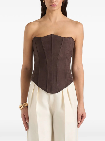  Manière De Voir Lace-up Suede Corset - Brown 