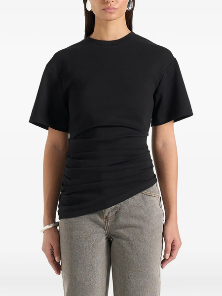  Manière De Voir Pauline Ruched Asymmetric T-shirt - Black 