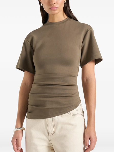  Manière De Voir Pauline Ruched Asymmetric T-shirt - Green 
