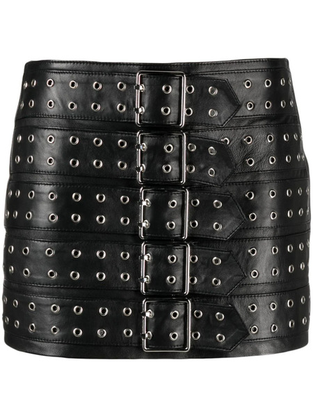  Manokhi Belted Leather Miniskirt - Black 