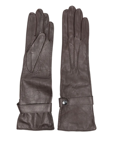  Manokhi Button-fastening Leather Gloves - Brown 