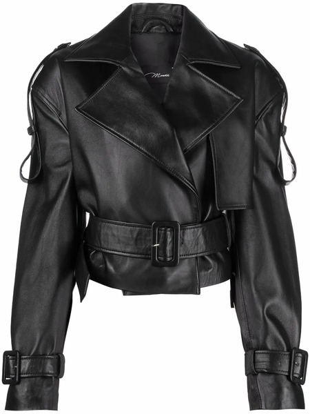  Manokhi Hana Cropped Biker Jacket - Black 
