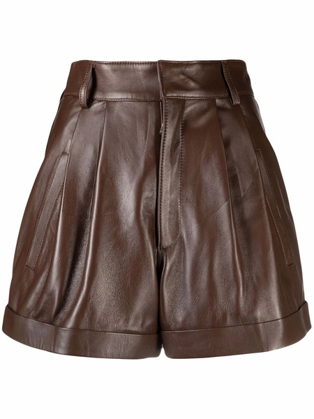  Manokhi Jett Leather Shorts - Brown 