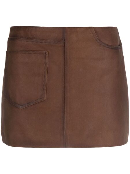  Manokhi Low-rise Leather Miniskirt - Brown 