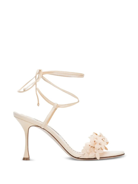  Manolo Blahnik Anista Floral Sandals - Neutrals 