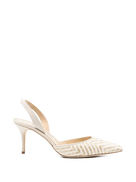  Manolo Blahnik Carolyne Raffia-effect Pumps - Neutrals 