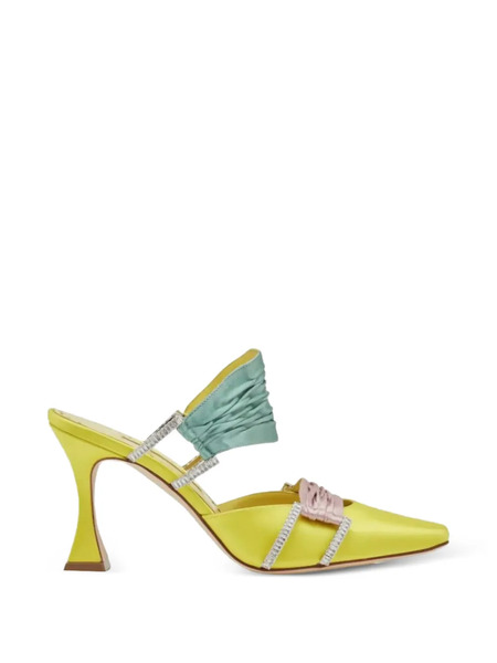  Manolo Blahnik Chinci Embellished Pleated Mules - Yellow 