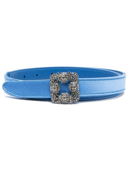  Manolo Blahnik Hangisi 20mm Crystal-embellished Belt - Blue 