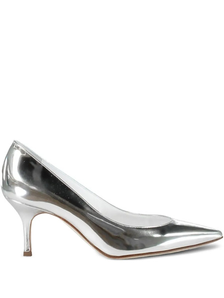 Manolo Blahnik Kietta Pointed Heelded Pumps - Silver 