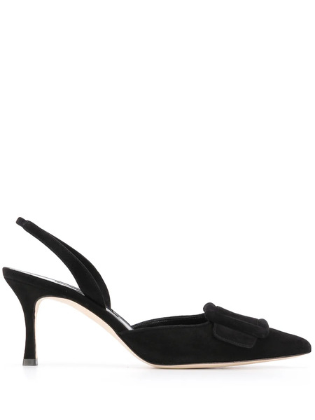 Manolo Blahnik Maysli Buckle Front Pumps - Black 