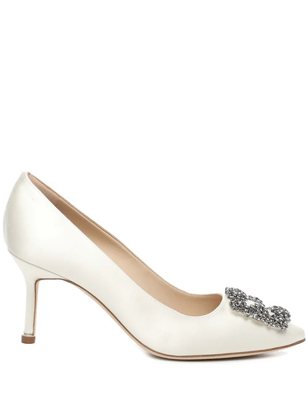  Manolo Blahnik 70mm Hangisi Pumps - White 