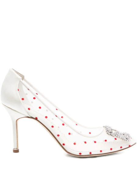  Manolo Blahnik 95mm Hansigi Pumps - White 