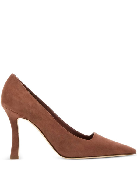  Manolo Blahnik 105mm Moira Suede Pointed-toe Pumps - Brown 