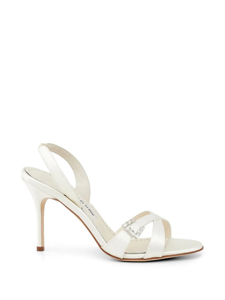  Manolo Blahnik Ramisli Crystal-embellished Strap Sandals - White 