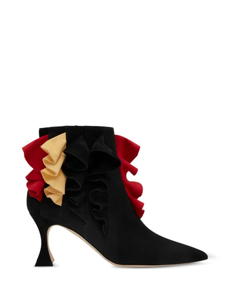  Manolo Blahnik Ruffled-detail Ankle Boots - Black 