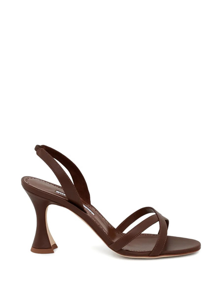  Manolo Blahnik Strappy Leather Sandals - Brown 
