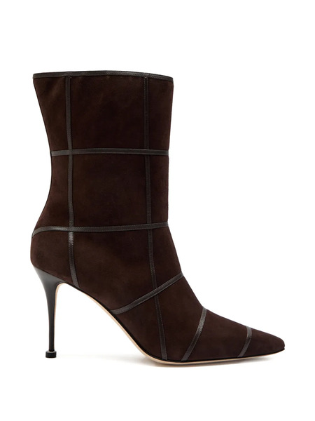  Manolo Blahnik Trulonapla Grid-pattern Ankle Boots - Brown 