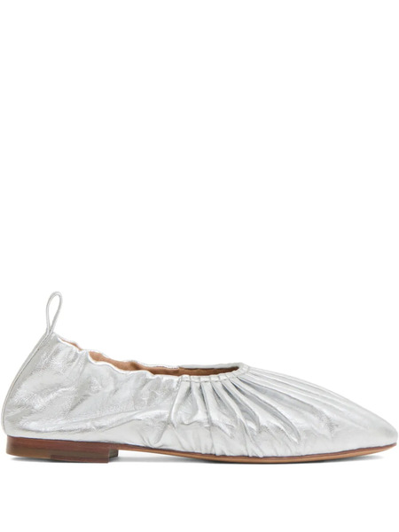  Mansur Gavriel Ruched Ballerina Flats - Silver 