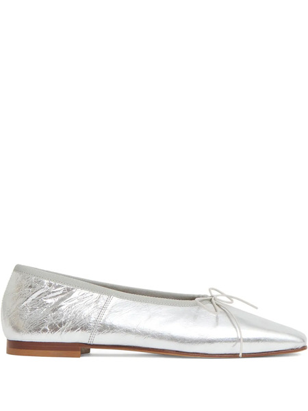  Mansur Gavriel Square-toe Bow Ballet Flats - Silver 