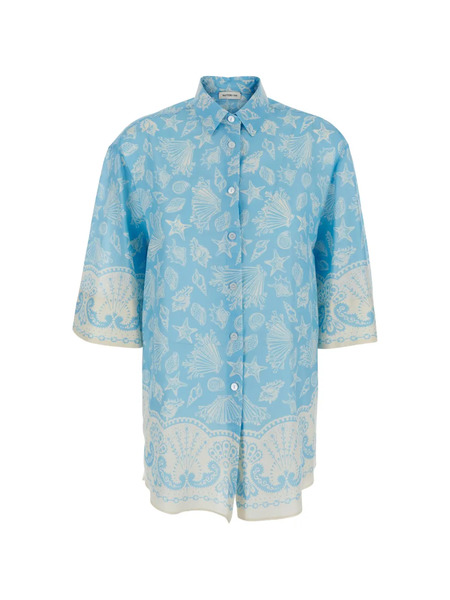  Mantero 1902 Shell Print Shirt - Blue 